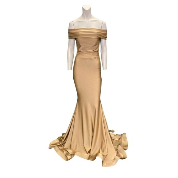 Issue Dresses & Skirts - Issue Off Shoulder Gown Gold Size Small NWT